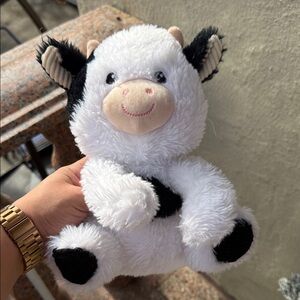 Charming Plush Cow Toy - Black and White
